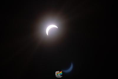 Reflection of the eclipse in my camera equipment April 8th, 2024 Total Eclipse from Trail of Tears State Park